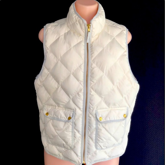 J. Crew Jackets & Blazers - J Crew Ivory Puffer Vest XL gold detail down Artie